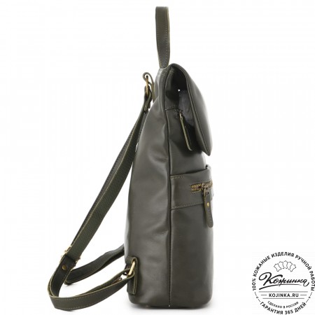  Женский кожаный рюкзак "Артемида" (хаки гладкая кожа)